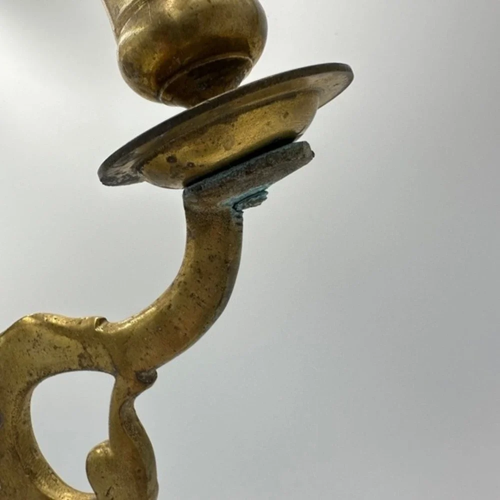 Antique Brass Candelabra 3 Arm Taper Candle‎ Holder Ornate Tabletop Decor